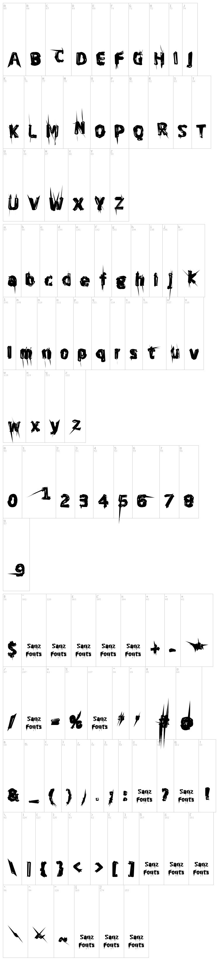 Ghost Everywhere font map